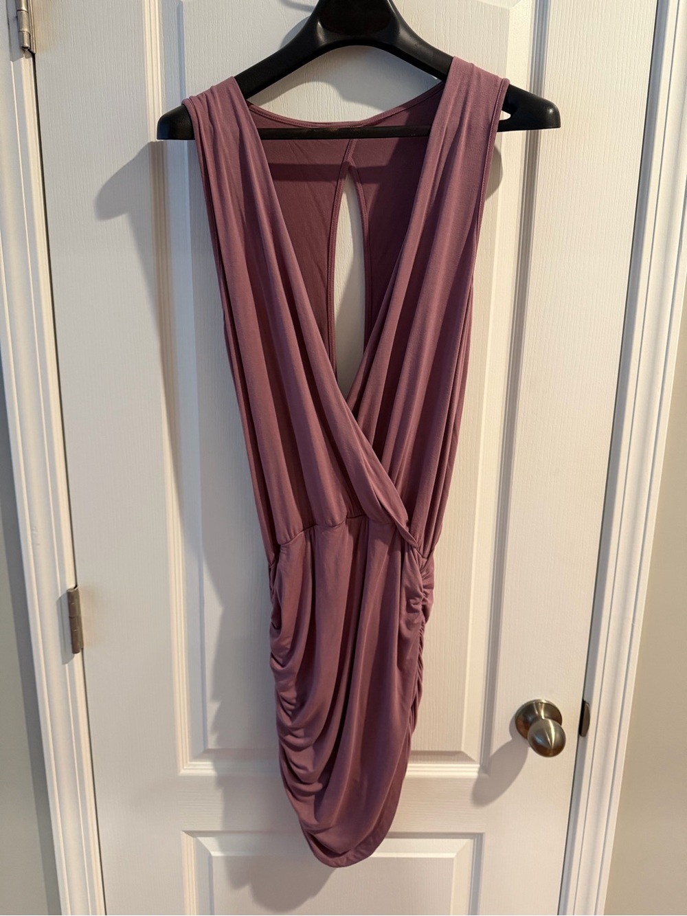 Young Fabulous & Broke Mauve Backless Draped V-Neck Dress